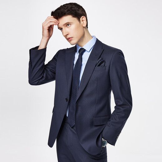 Shanshan Light Luxury Wool Suit Men's New Business Casual Suit Two-piece Groom and Best Man Wedding Dress Royal Blue L 175/92A-175/82A