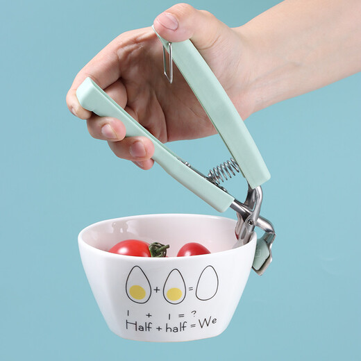 Baijie anti-scalding clip 2-piece set of plate and bowl clamps, steamer clamps, household anti-slip kitchen plate lifter and bowl clamps, Nordic green