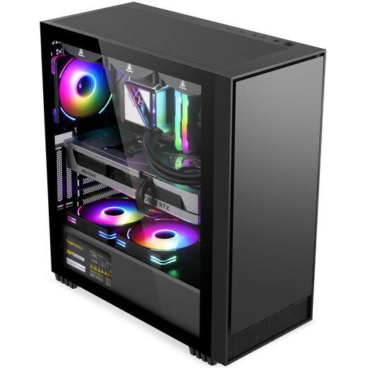 鑫谷（segotep）兰博360千变版（黑色）机箱 E-ATX位双面钢化玻璃侧透 顶置360水冷位 台式游戏电脑主机箱