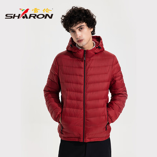 Shirron außerhalb der Saison Light Down Jacket Herren-Kapuze-Pendelpendel-Businessstil Herbst- und Winterjacke Licht und warm 13661 Songcha Green L.