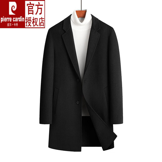 Pierre cardin wool trench coat men's mid-length coat new Korean double-sided tweed suit trench coat trend brown color 175