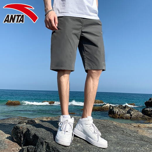 安踏短裤男夏季轻薄透气速干五分裤跑步健身篮球宽松直筒休闲运动裤子 -3男装灰（口袋有拉链） L 175