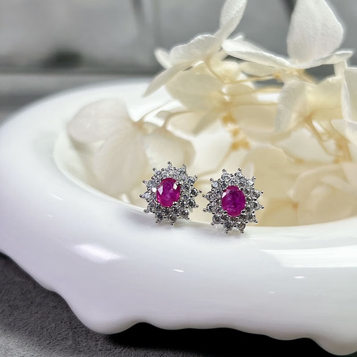 Muqin 0.50 carat ruby earrings for women natural colored gemstone jewelry 925 silver inlaid jewelry ruby earrings