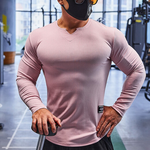 Lutielang sports long-sleeved fitness clothes T-shirt bottoming shirt men's elastic quick-drying muscle training running top white M