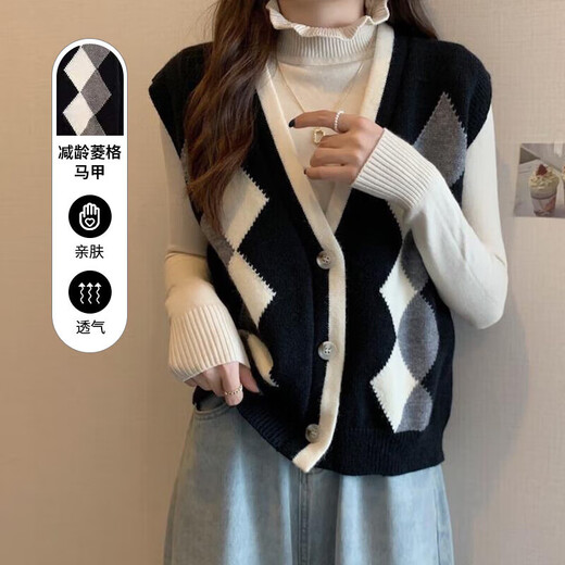 Pincai retro knitted vest women's sweater versatile vest vest vest small V-neck PW27ZQ3