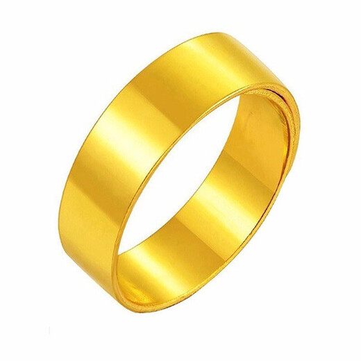 Jin Shanni jewelry pure gold 999 gold ring smooth solid flat plate men and women ring live gold ring Chinese Valentine's Day gift gold weight 5.89g