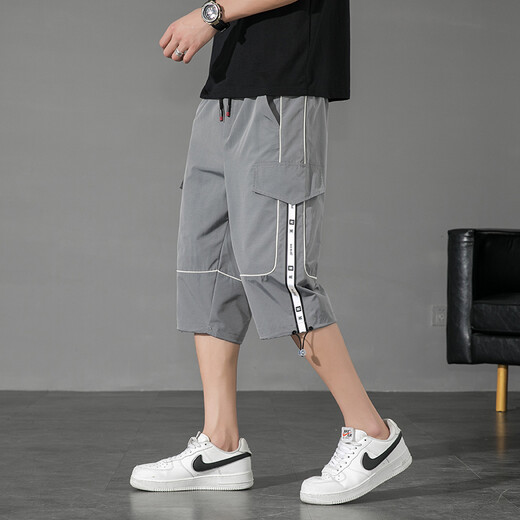 Boledi Sommer dünne sieben Punkte mittelgroße Hosen 12 Jungen 14-jährige Junior High School-Schüler 16 Kinder trendy hübsche Arbeitshosen 9230 Black 180 3xl (140-160jin [Jin entspricht etwa 0,5 kg])