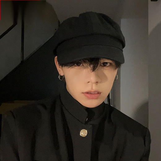 Obey black British beret men's big head circumference autumn and winter retro hat octagonal hat men's style ins black