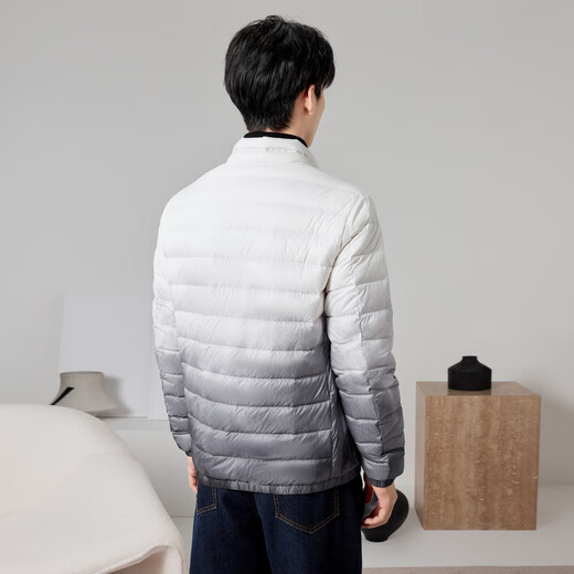 Snow Fly [Off-season Clearance] New autumn and winter style thin down men's zipper pocket windproof cuffs warm autumn down black and white gradient 9T84 L 175/92A