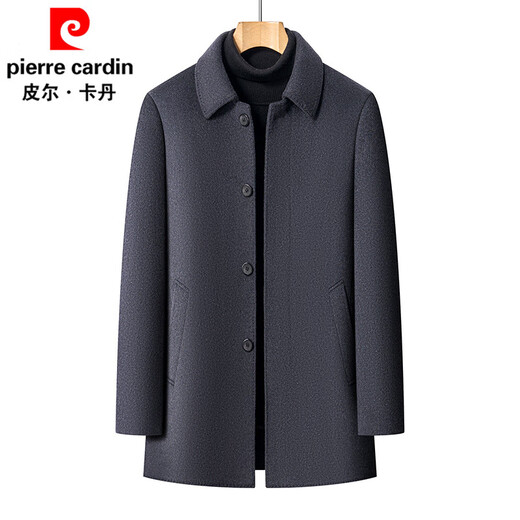 Pierre Cardin woolen coat men's winter removable down liner wool coat mid-length middle-aged and elderly dad lapel jacket