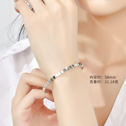 Hijin Jewelry Platinum PT950 Honeycomb Bracelet Solid Platinum Glossy Geometric Bracelet Closed Gift for Girlfriend and Mom Custom-made 50g