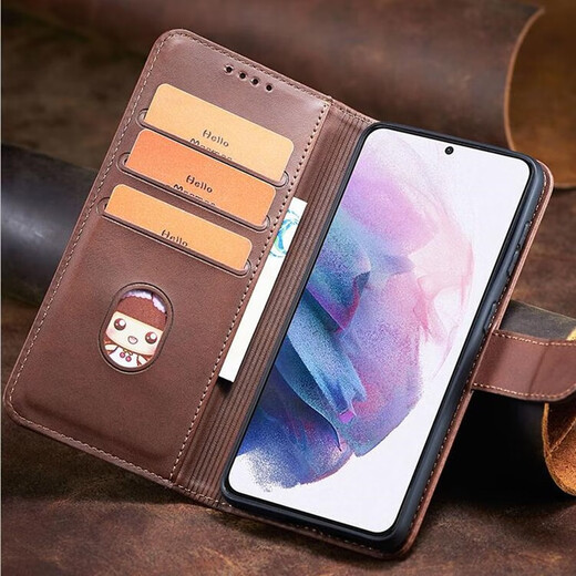 Xinbaier GALAXY flip leather case with buckle rollover silicone soft inner case mobile phone case full-inclusive anti-fall wallet card folding bracket protective cover lanyard business men and women black calf pattern Samsung S22ultra