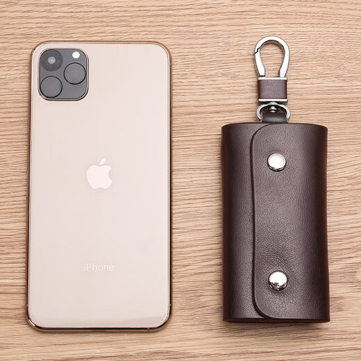 MAIWEINI key bag men's genuine cowhide waist keychain household large capacity women's fashion Korean version multi-functional car key bag brown [6 key positions]