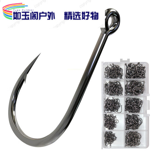 Shantoulin Village Pipe Fish Hook Set Flattening Sub-Line Single Hook Blue Light Qianyou Fish Hook Black Pipe Fish Hook 500-piece Set