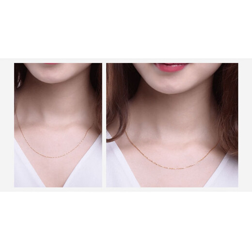 Fat Donglai quality ultra-fine 18k gold necklace for women with fine gold color snake bone gold clavicle O-shaped chain simple sweater chain snake bone necklace + three transfer beads pendant x 2.3g x 4