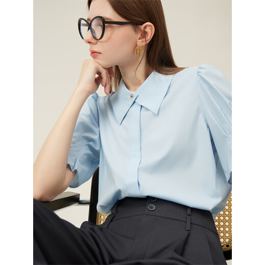 Fan Silann's workplace outfit commuting French shirt for women's niche design puff sleeve top 24FS12186 apricot color M