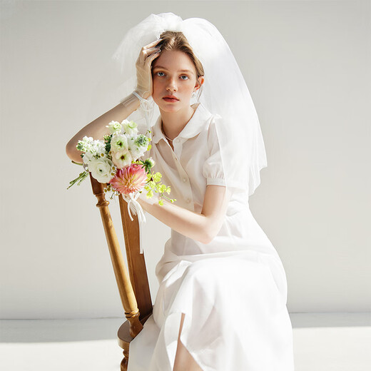 Fan Silan French age-reducing first love white skirt for women in summer 2024 new style collar dress 24FS12056 white XS