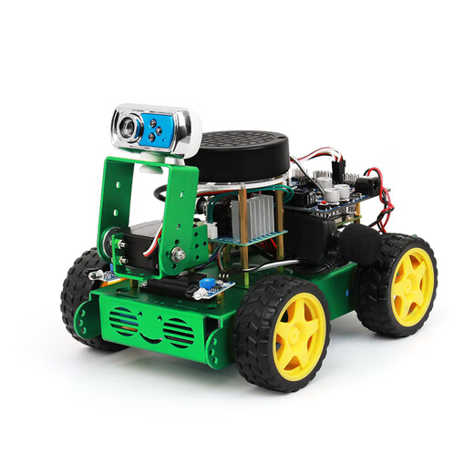 CreateBlock Raspberry Pi Car Raspberry Pi 5 Smart Car Visual Visual Ai Mcnum Wheel Programming Robot Development Board Identification Visual Identification et suivi Metal Metal Ai Wheel Car (PI5 / 16G Motorard)