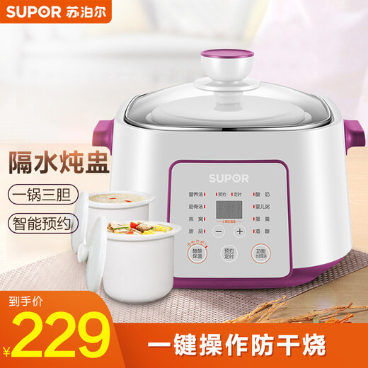 SUPOR electric stew pot water-proof stew pot 2.2L large capacity intelligent reservation multi-functional bird's nest soup making machine household electric casserole electric stew pot DZ22YC818 2.2L
