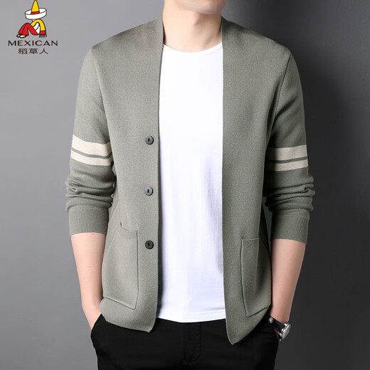 Scarecrow sweater men's sweater cardigan with wool spring and autumn sweater jacket men's Korean style trendy sweater simple and casual coffee color XL (175)