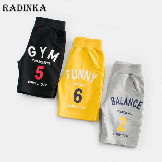 Radinka2025夏新款纯棉休闲短裤洋气韩版运动中小儿童男童中裤休闲裤KID 6218 黑色 110 cm