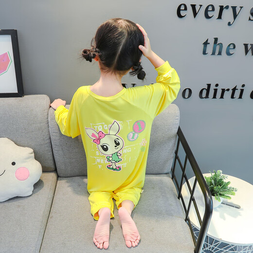 Disney (Disney) Children's Summer One-piece Pajamas Modal 1 Long Sleeve 3-year-old baby Summer Air Conditioning Suit Sleeping Bag Girls Home Clothing Pink 2 [Trendy Children Radish Rabbit One-piece] 110 Recommended height 100-110