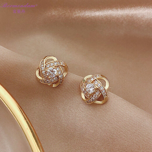 BORMENDAM four-leaf clover earrings for women, high-end, light luxury, niche temperament, fashionable, versatile, elegant style earrings, earrings, gift, windmill swirl earrings, gold