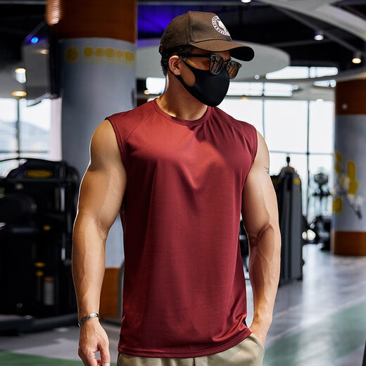 Lutielang Fitness Vest Men's Sports Loose Summer Sleeveless Quick-Drying Clothes Marathon Running Racing Training Vest Military Green L