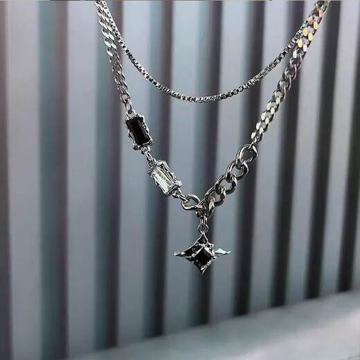 Qi Xiaomi Starlight double-layered men's necklace men's trendy clavicle chain niche high-end pendant fashion jewelry birthday gift
