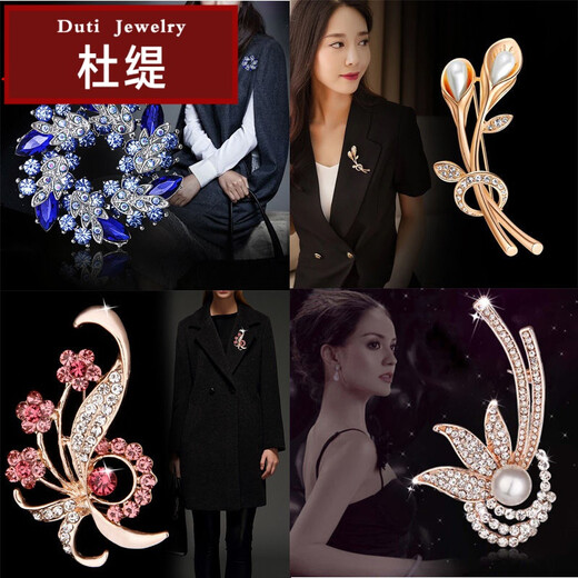 Duti's Korean style brooch for women, rhinestone corsage, accessories, brooch, collar pin, birthday gift, cat's eye tulip
