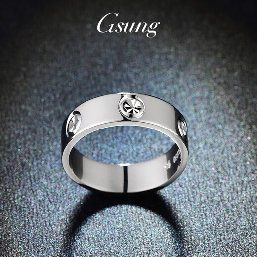 GsunG platinum ring men's PT950 couple ring men's atmospheric glossy inner arc ring platinum women's fashion card ring size 15 width about 3.5mm 4.9 grams