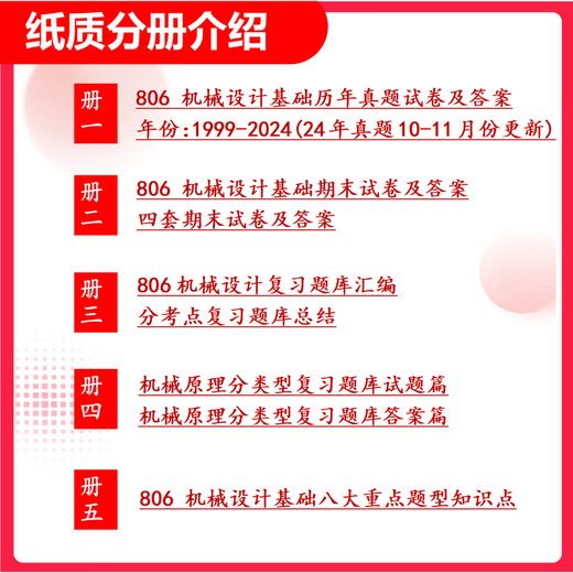 26华中科技大学考研806机械设计基础华科初试真题 全套套餐 纸质书五册赠电子资料