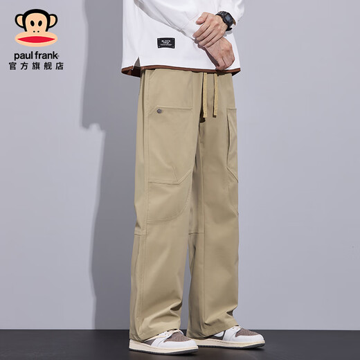 大嘴猴（paul frank）本命新年战袍潮牌工装裤男秋季宽松运动休闲裤男装百搭新款长裤子 9885H卡其色【官方正品】 L 【建议100-120斤】