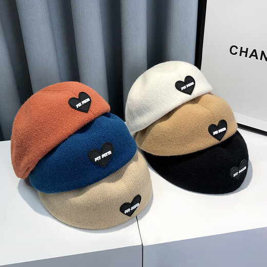 Rao Die japanische Bergen im japanischen Stil Frauen Frühlings- und Sommer-Vier-Jahreszeiten-Stil zeigt Gesicht kleine Buchstaben Liebe Label Maler Hut Internet Promi Fronthut Schwarzer Herbst- und Winterstil Durchschnittlich Größe Durchschnitts Größe 56-58