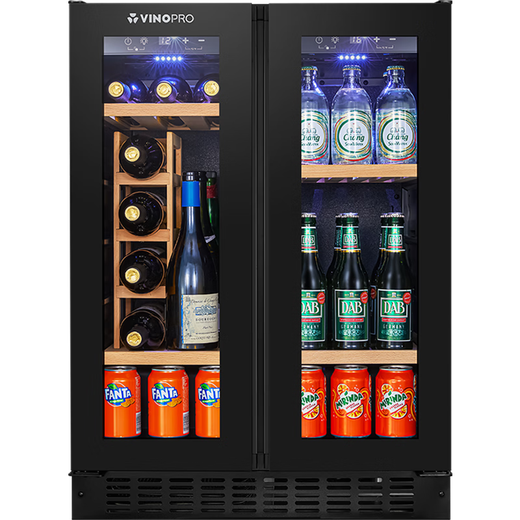 VINOPROBU-96D red wine cabinet embedded slim air-cooled constant temperature tea beverage household double-door constant temperature refrigerator multi-function wine rack + ice bar 96L