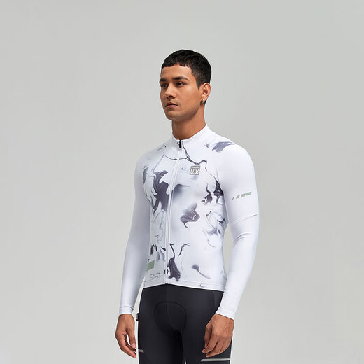 Santic autumn and winter fleece road cycling jersey men's top Gretel white M