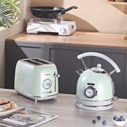 Sidile European retro toaster plus double slot double-sided baking sandwich machine breakfast machine toaster fully automatic toaster one-piece two-piece pearl green
