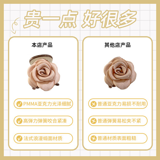 Van Ocean Annora Camellia Burquera Mujeres 2025 Nuevo estilo de alta gama Back-Head Rose Central de cabello de cabello medio atado Flower F2694 Rinio rosa claro/Single 4cm
