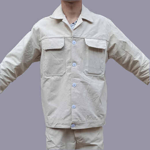 Jianzi Electric Welding Work Clothes Men's Cotton Anti-scalding Thick White Canvas Electrical Welding Work Clothes Top 185/100A