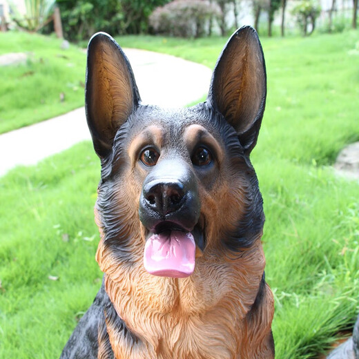 Yue Jixiang Simulation Dog Ornaments Garden Decorations Lucky New Year Lucky Dog Golden Retriever Sculpture Crafts 6001 Sitting Extra Large German Shepherd (Height 0.89 Meters)