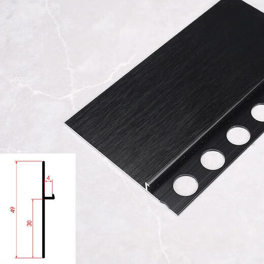 FACEMINI FN-684 5厘墙板踢脚线免开槽内嵌铝合金地脚线 4mm隐形踢脚线7551 哑黑色2.5米