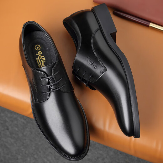 Jinlilai Men's Chaussures Nouveau style d'hommes Business Casual Le cuir Chaussures en cuir homme véritable en cuir respirant vif d'usure formelle confortable Chaussures en cuir confortable Chaussures de mariage Black Style 40 est une taille plus grande que la taille standard
