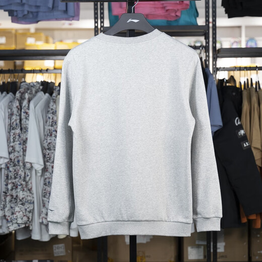 Li ning sweat-shirt masculin 2023 Nouvelle série de tendances sportives d'hiver plus en velours chaud pull-shirt awdt753 awdt753-1 fleur gris et clair gris extrême