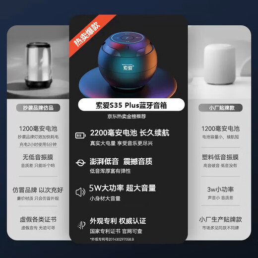 索爱（soaiy）S35Plus蓝牙音箱小音响无线便携式笔记本电脑手机低音炮车载户外迷你收款男女生礼物