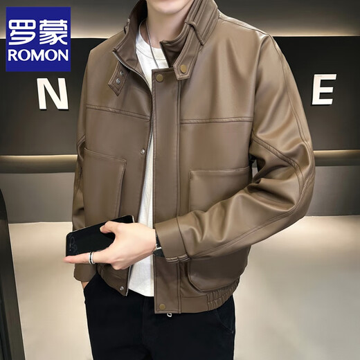 罗蒙（ROMON）皮夹克男春秋季新款潮流帅气美式复古飞行机车高级感皮衣外套上衣 9901黑色 2XL