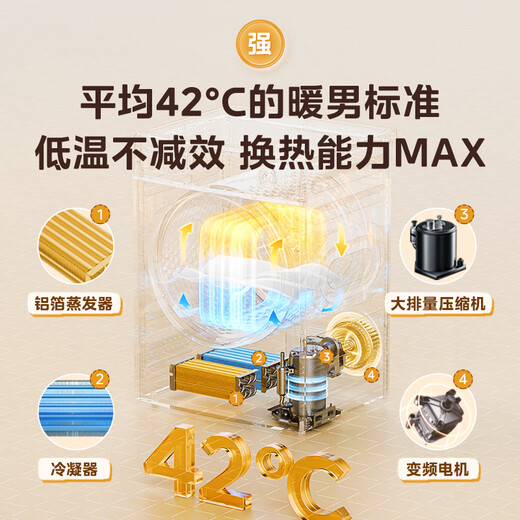 Midea 10kg fully automatic heat pump dryer, household large-capacity odor removal washing machine, lint filter, true frequency conversion and low energy consumption, Hui Nantian dehumidification, mite removal and sterilization dryer MH100VH36T