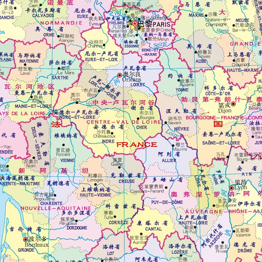 French Atlas, Chinese and foreign languages, France on the map, geography, history, major cities, tourism resources, travel around the world without leaving home. Tourism, travel planning tool book.