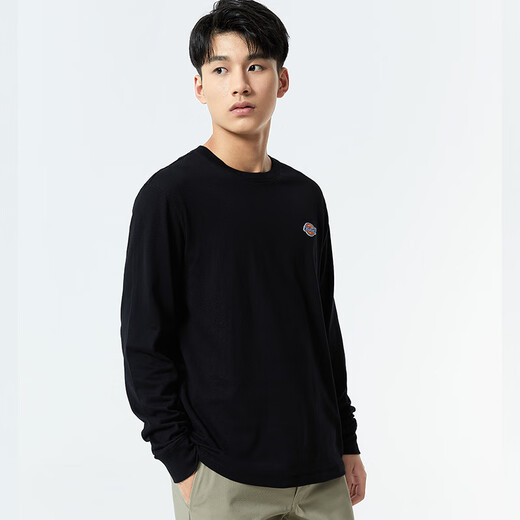 Dickies solid color casual sweatshirt with small logo on the chest, same style sweatshirt for men and women DK010983 Black L