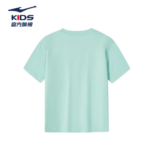 Hongxing Erke children's short-sleeved children's clothing boys and girls summer tops short T-shirt breathable T-shirt for large children solid color porcelain blue 130