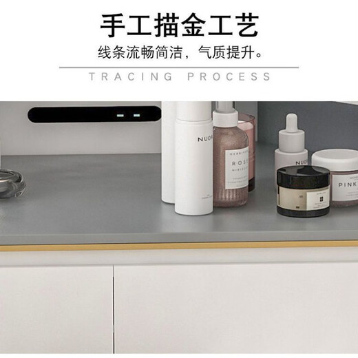 Shanghuashi Dressing Table Bedroom Corner Light Luxury Triangle Internet Celebrity Ins Style Corner Mini Dressing Table LED Light Small Dressing Table 0.6 Meter Dressing Table (Free Makeup Stool)